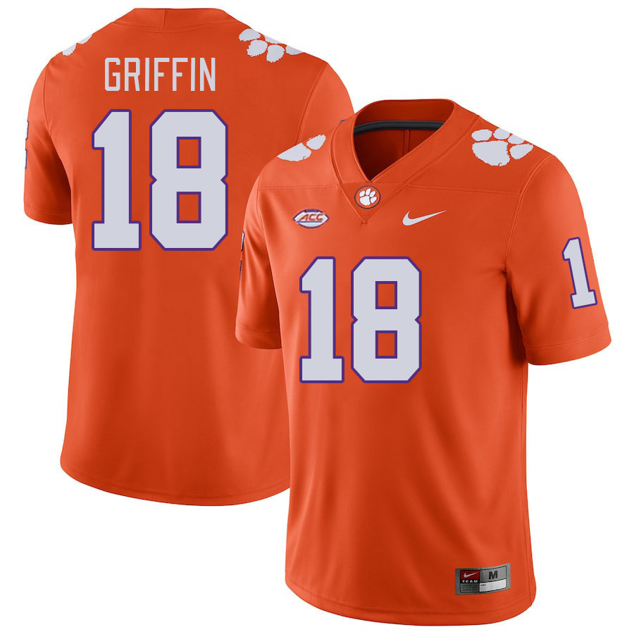 Men #18 Kylon Griffin Clemson Tigers College Football Jerseys Stitched-Orange